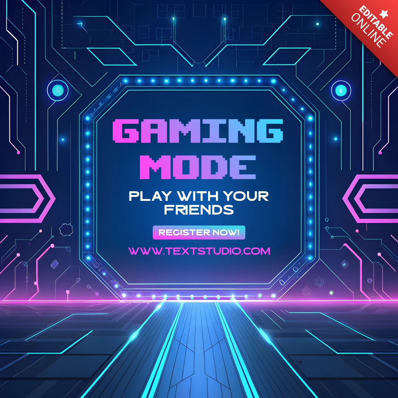 Synthwave futuristisches Gaming-Modus-Template für interaktives Spieldesign