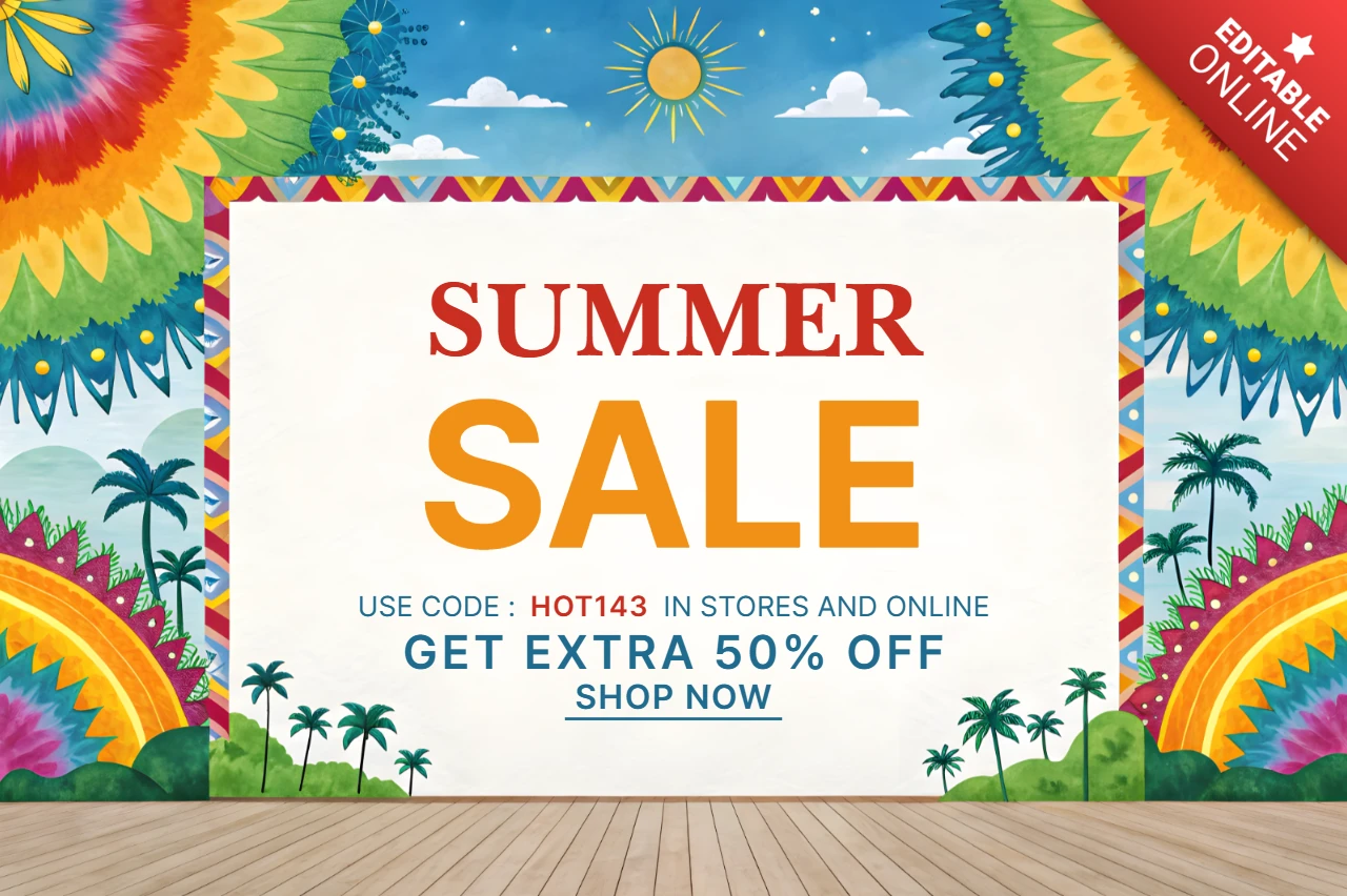 Vibrant Tropical Summer Sale Design Template for Promotions