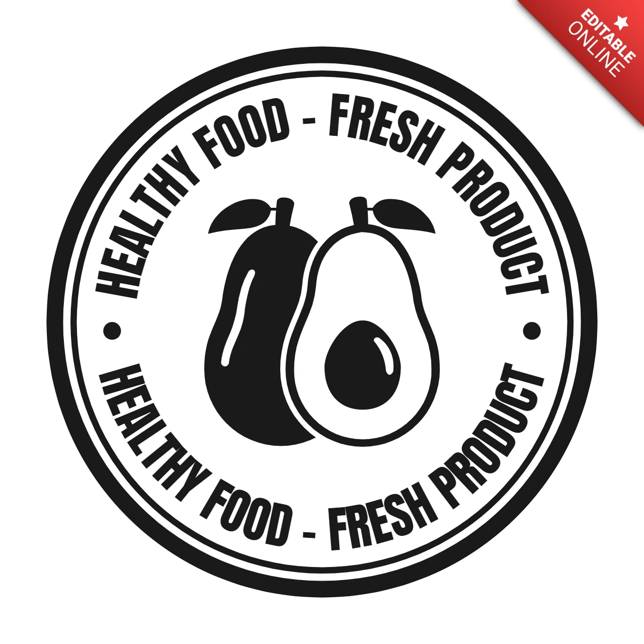 Frische und gesunde Avocado Stempel Logo Design Vorlage