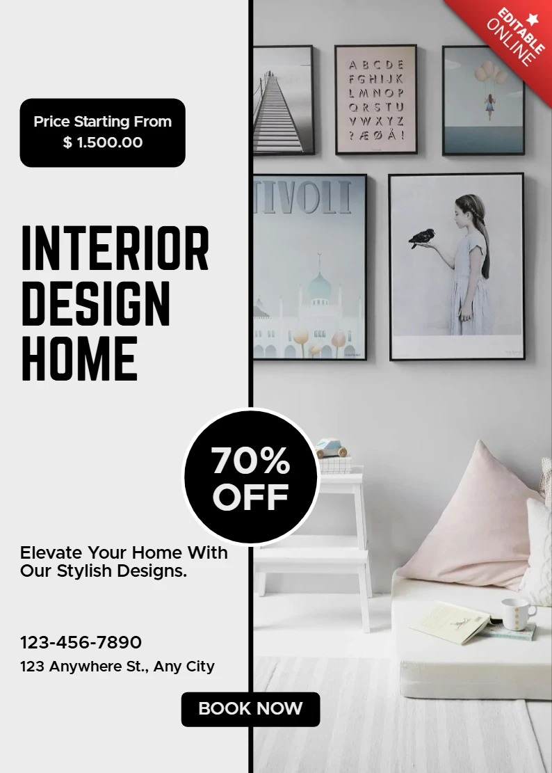 Modèle de design d'intérieur moderne pour la promotion de la décoration intérieure