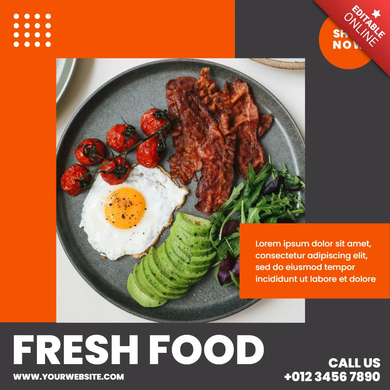 Dashing orange restaurant ad Social Media Post Design Vorlage