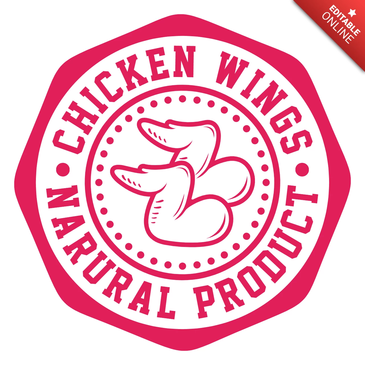 Natural Chicken Wings Logo Design Template
