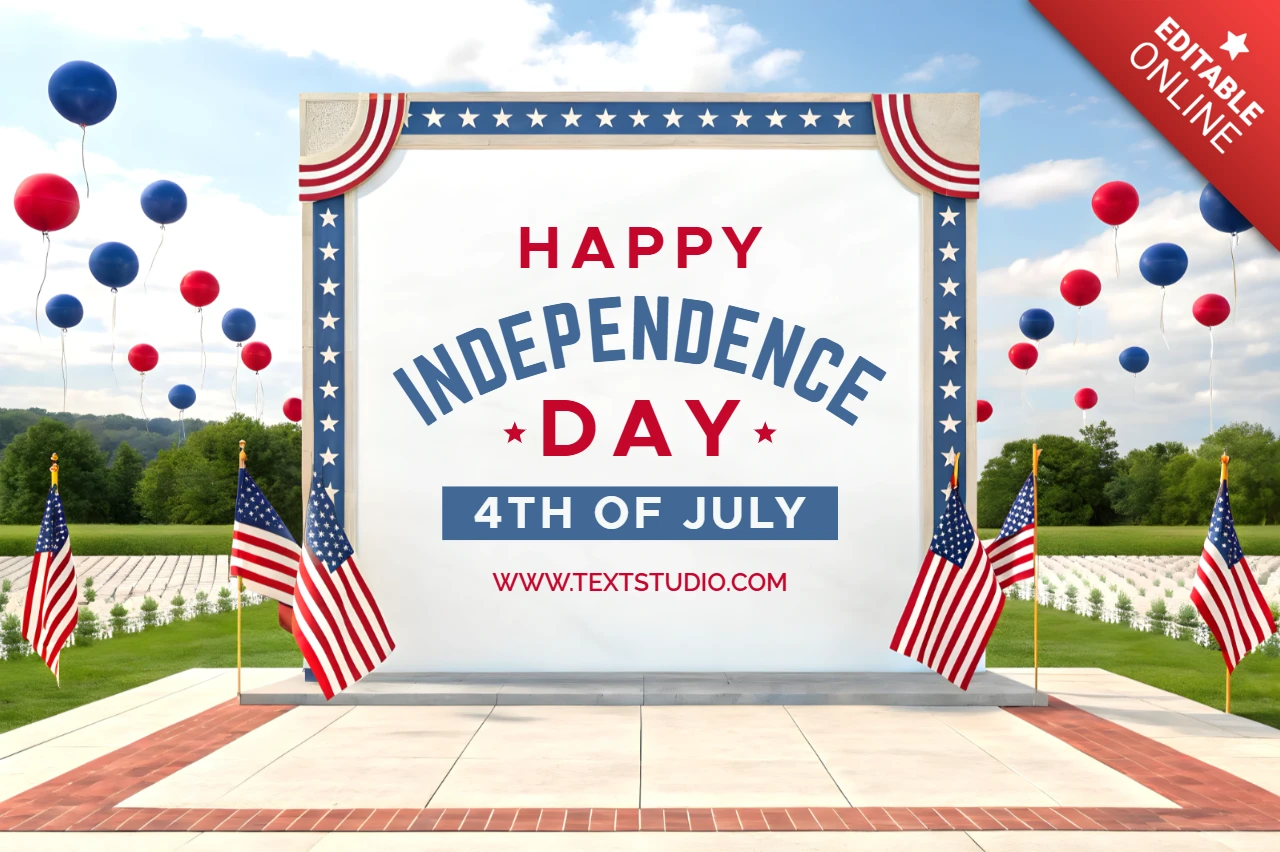 Template de design realista em 3d para celebração do dia da independência com bandeiras e balões
