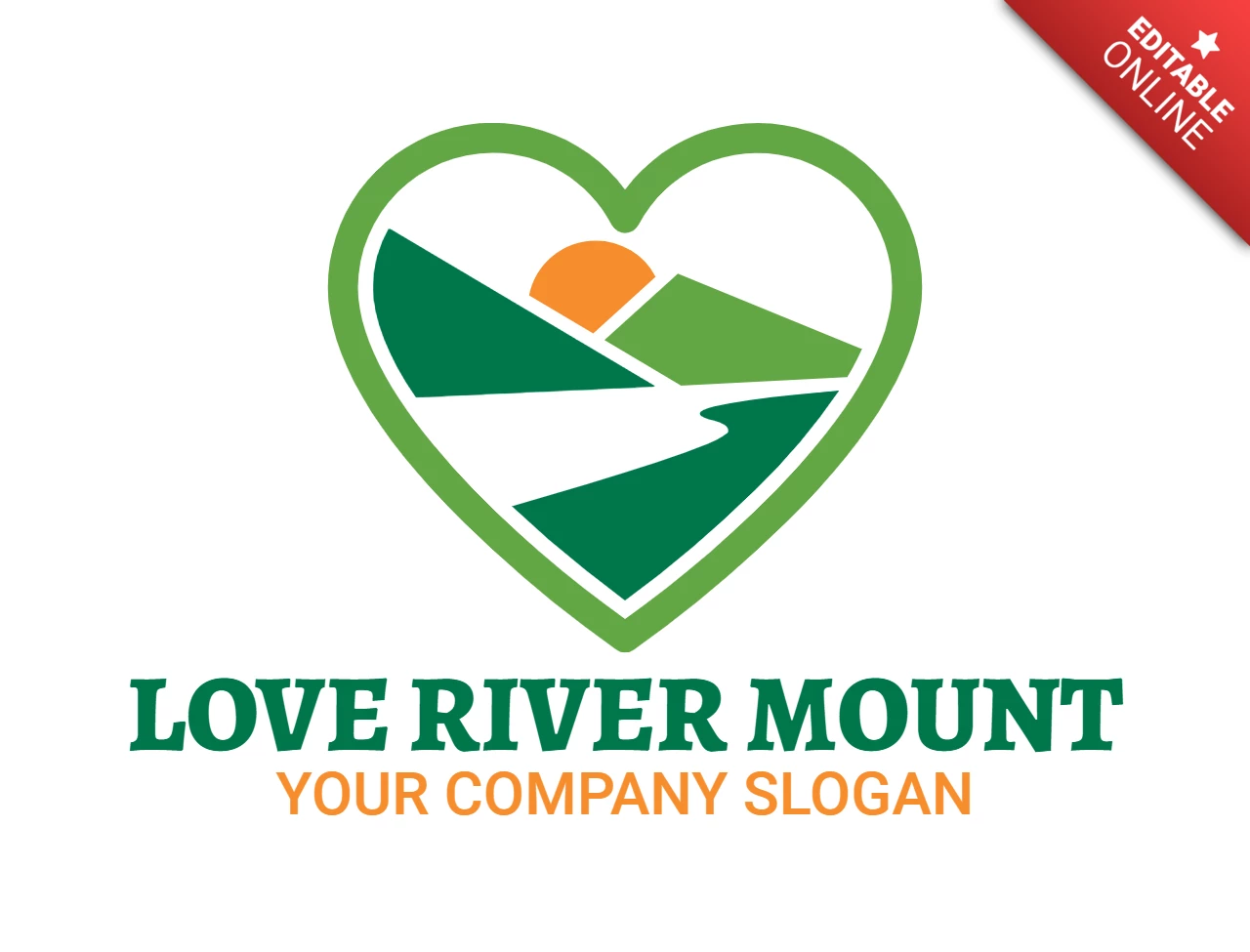 Love River Mount Logo Design Template