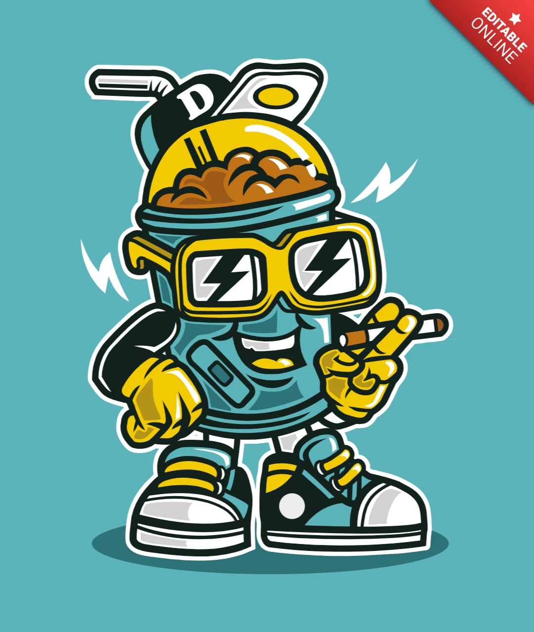 Modèle de t-shirt "Let's drink" avec personnage de bande dessinée