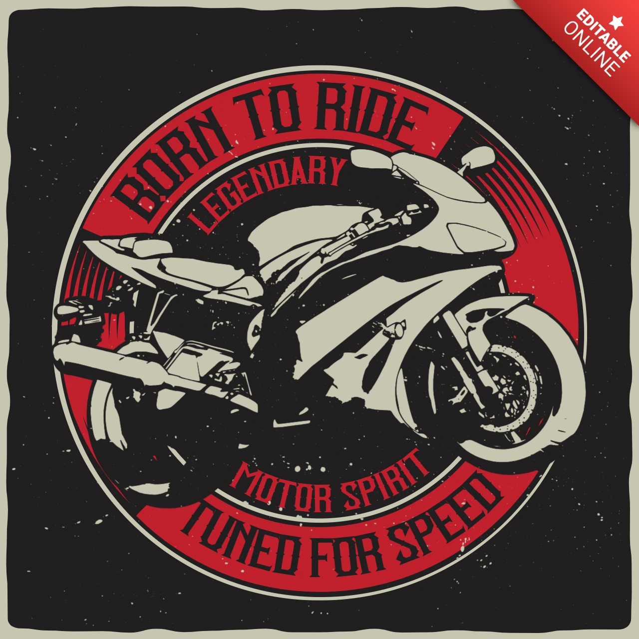 Шаблон дизайна футболки Born to ride motorbike