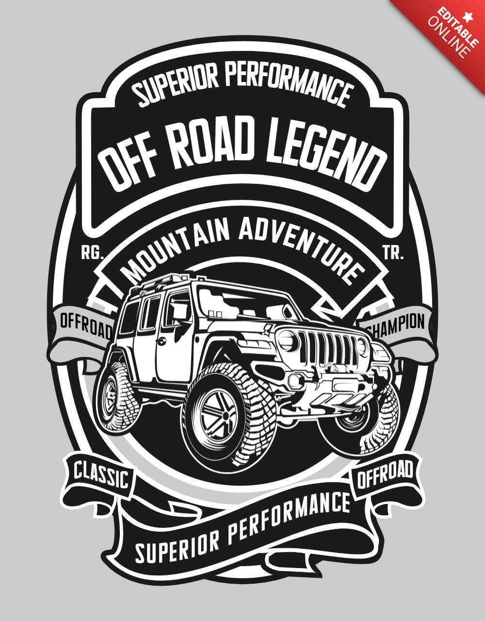 T-Shirt-Designvorlage für legendäre Geländewagen