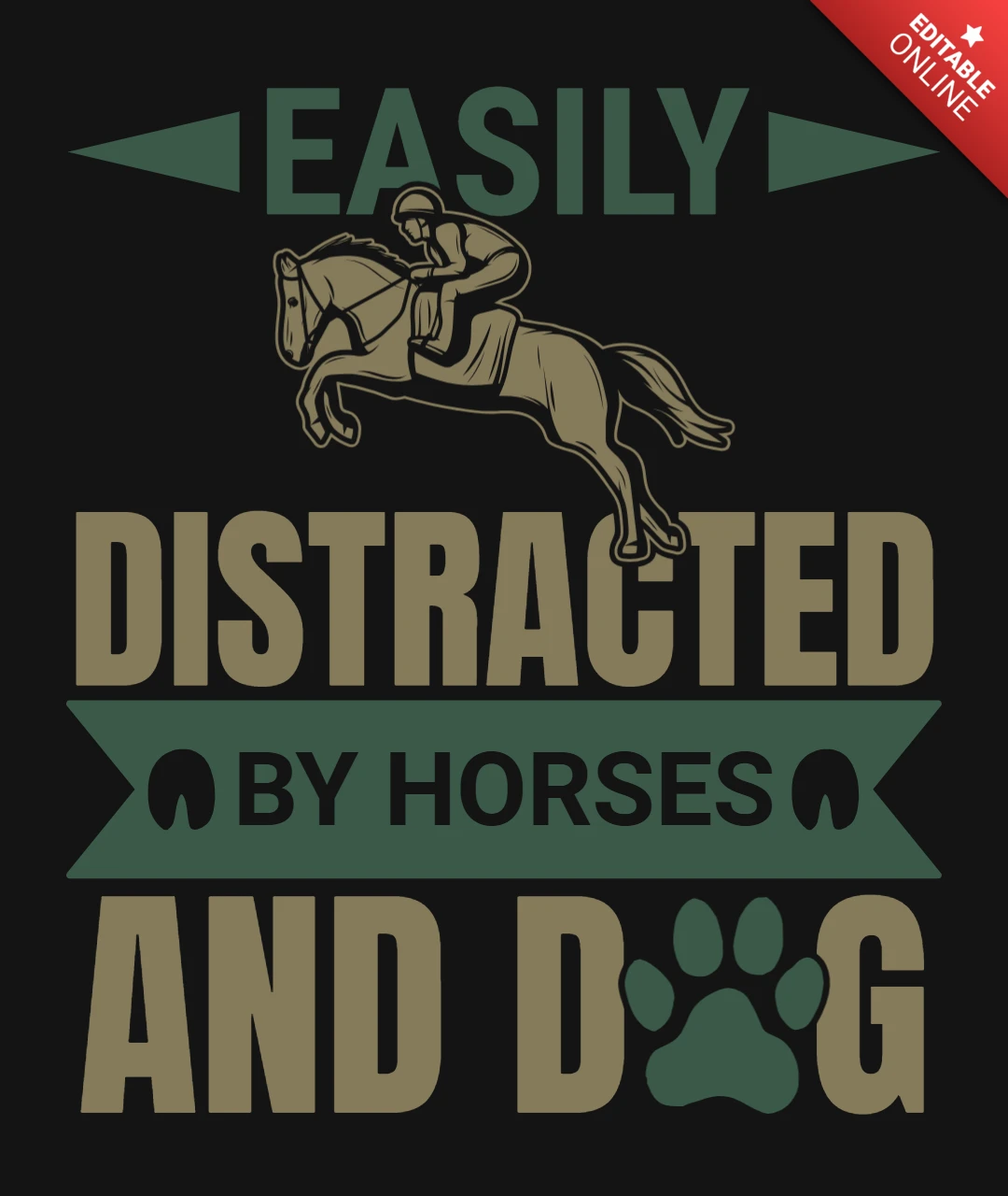 Modelo de design de camiseta de corrida de cavalos facilmente distraído por cavalos e cães
