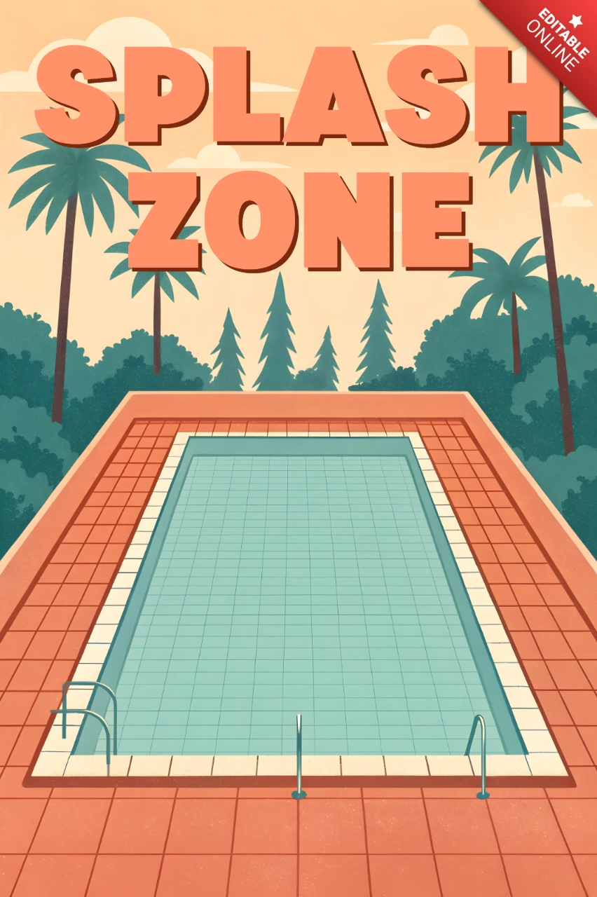 Retro-Poolparty-Designvorlage für Sommer-Event-Flyer