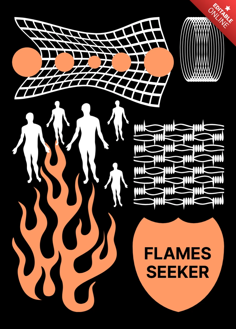 Modèle de design graphique Flames seeker pour vêtements et marchandises