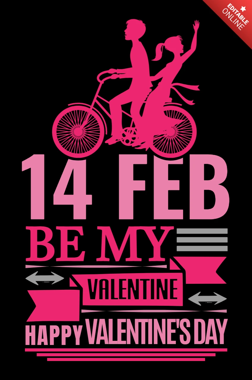 Modello di design di bicicletta per San Valentino - stile grafico romantico modificabile
