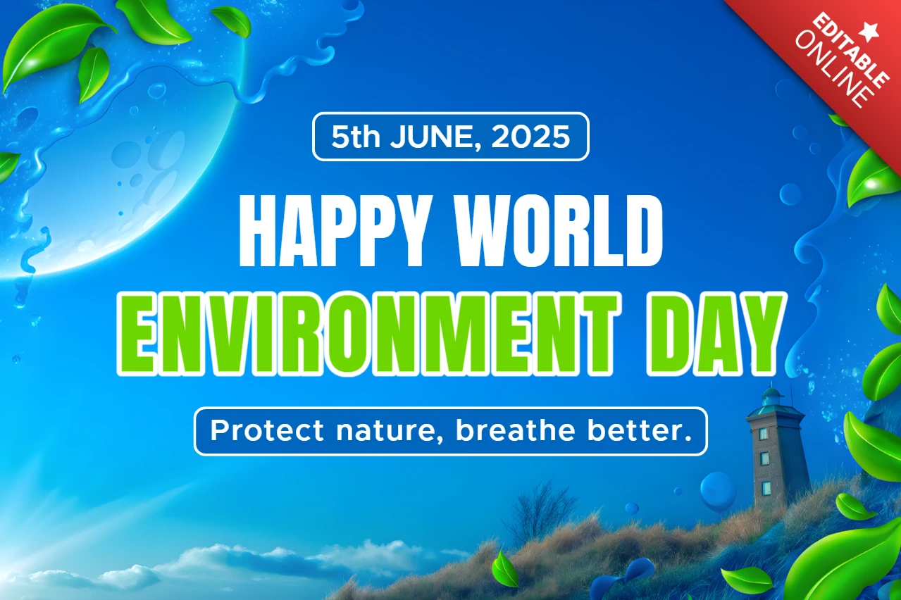 Vibrant Blue Sky Template for World Environment Day Celebration Design