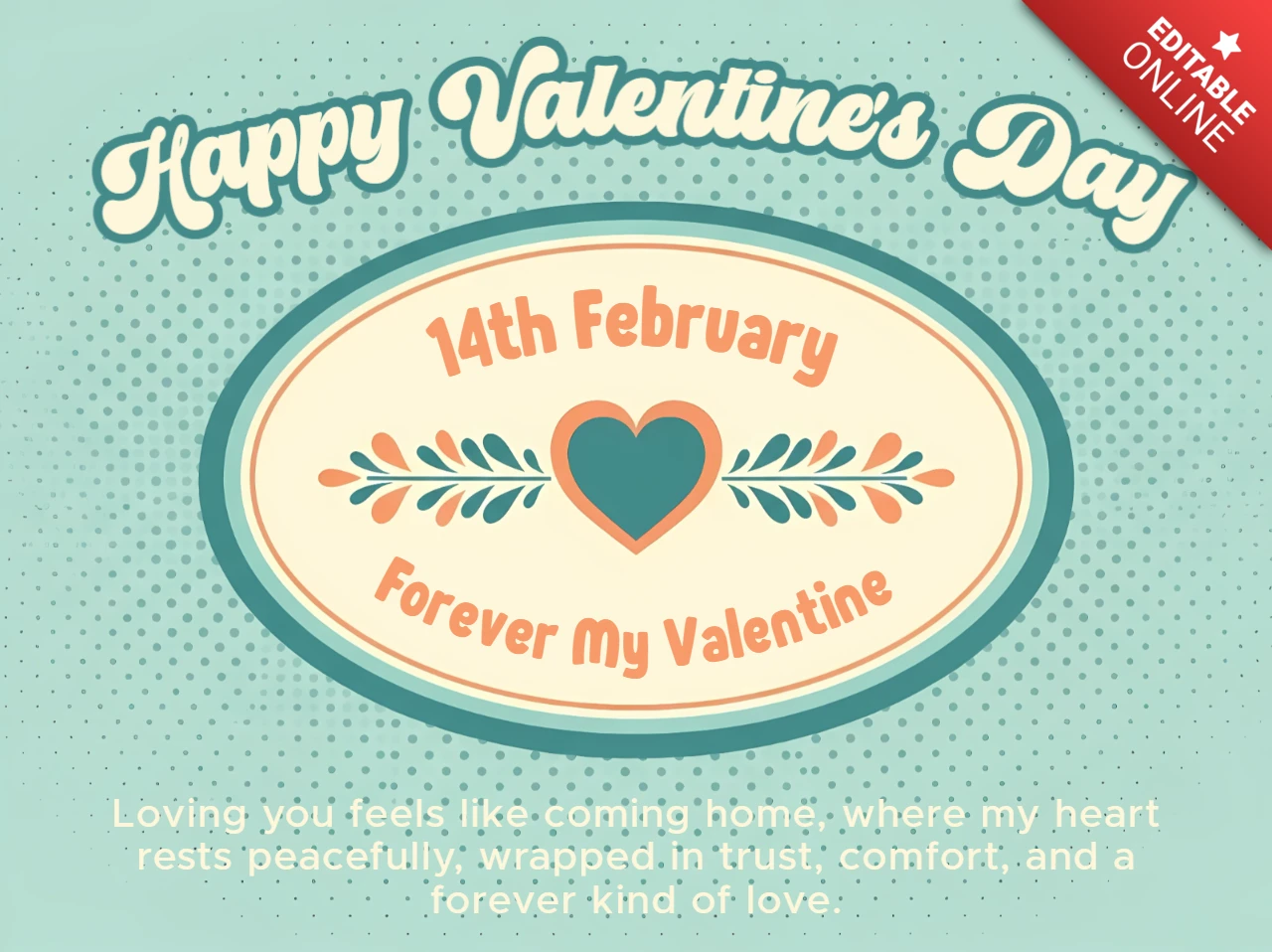 Plantilla de diseño retro para el día de San Valentín para tarjetas de felicitación con motivo de corazón.