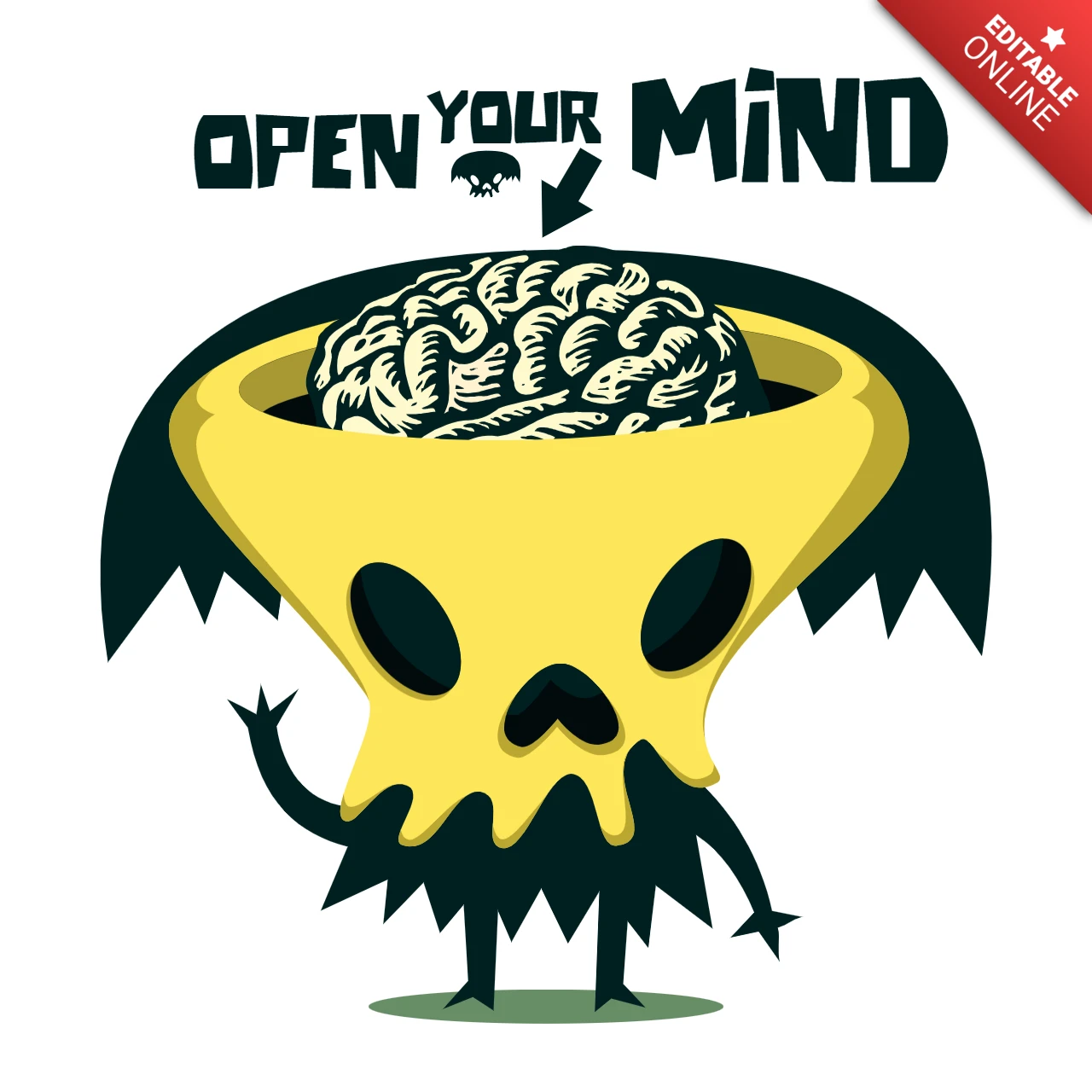 Open je geest schedel t-shirt ontwerpsjabloon