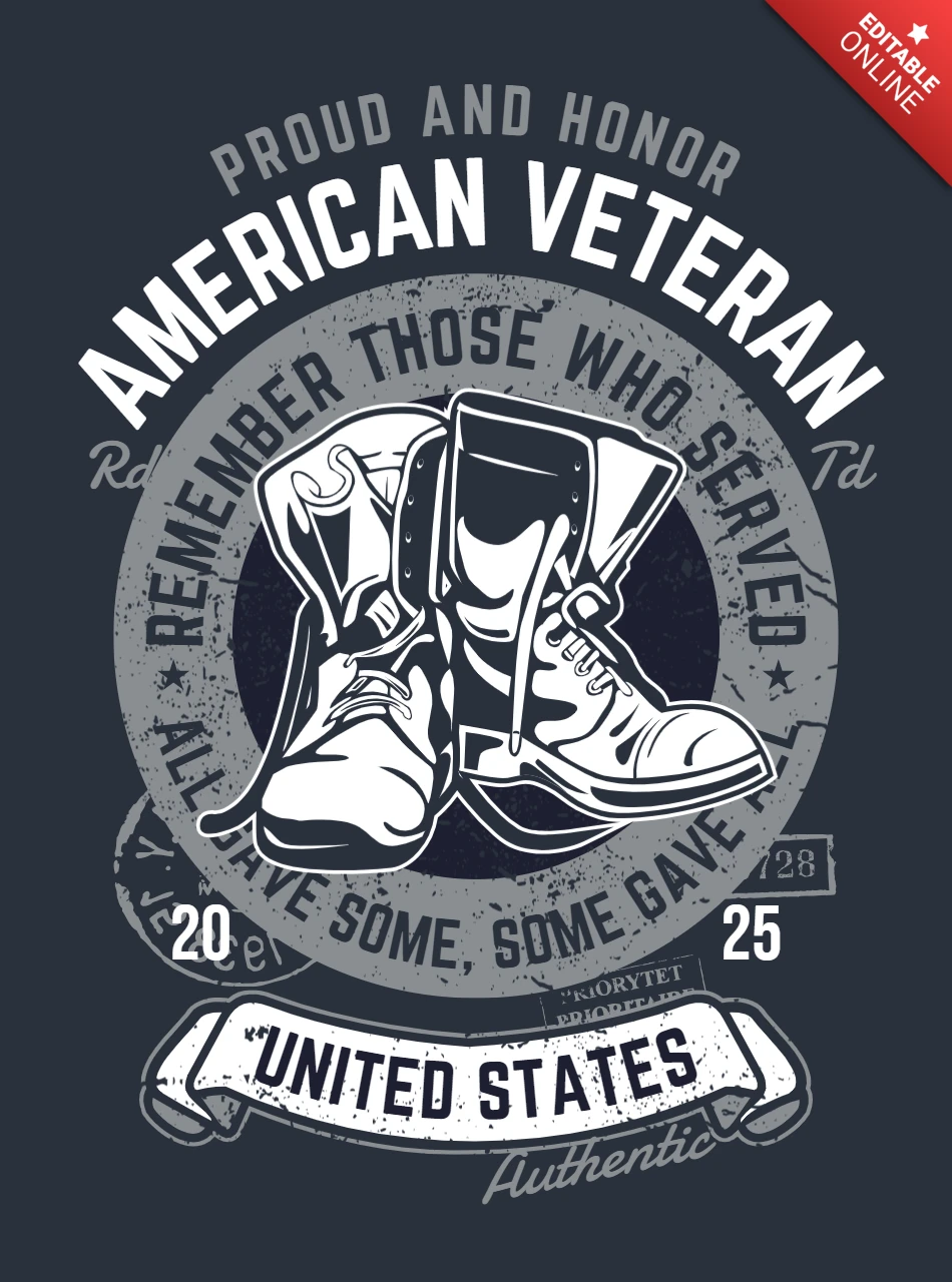 Modello di design per maglietta vintage veterano americano