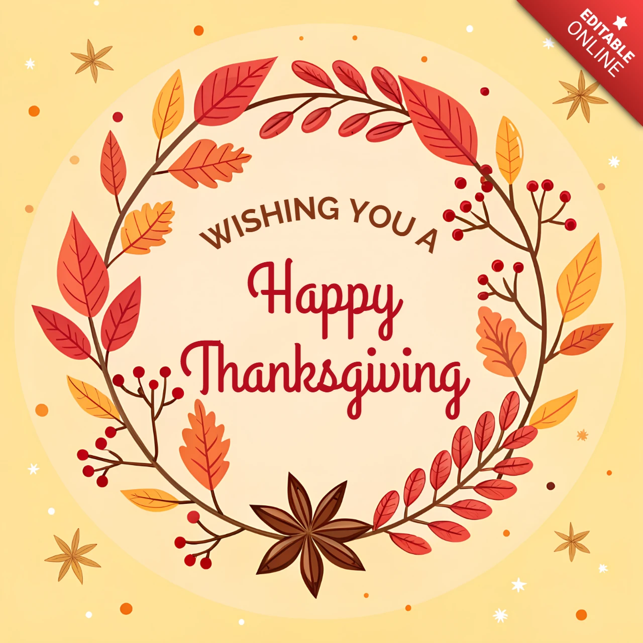 Autumn Leaf Design Template for Thanksgiving Greeting Cards