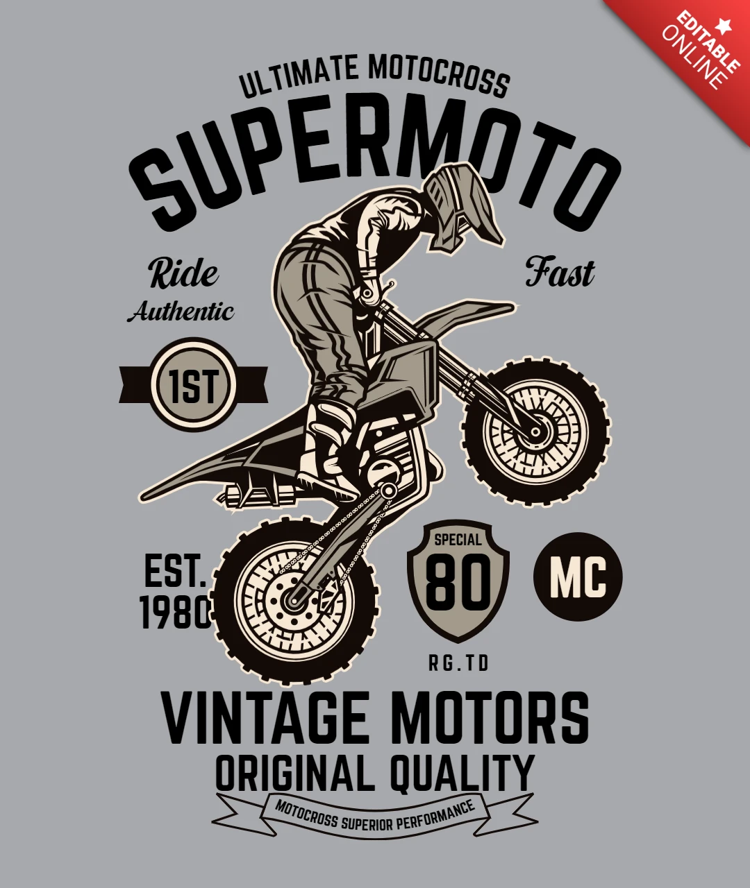 Super Moto T-Shirt Design Template