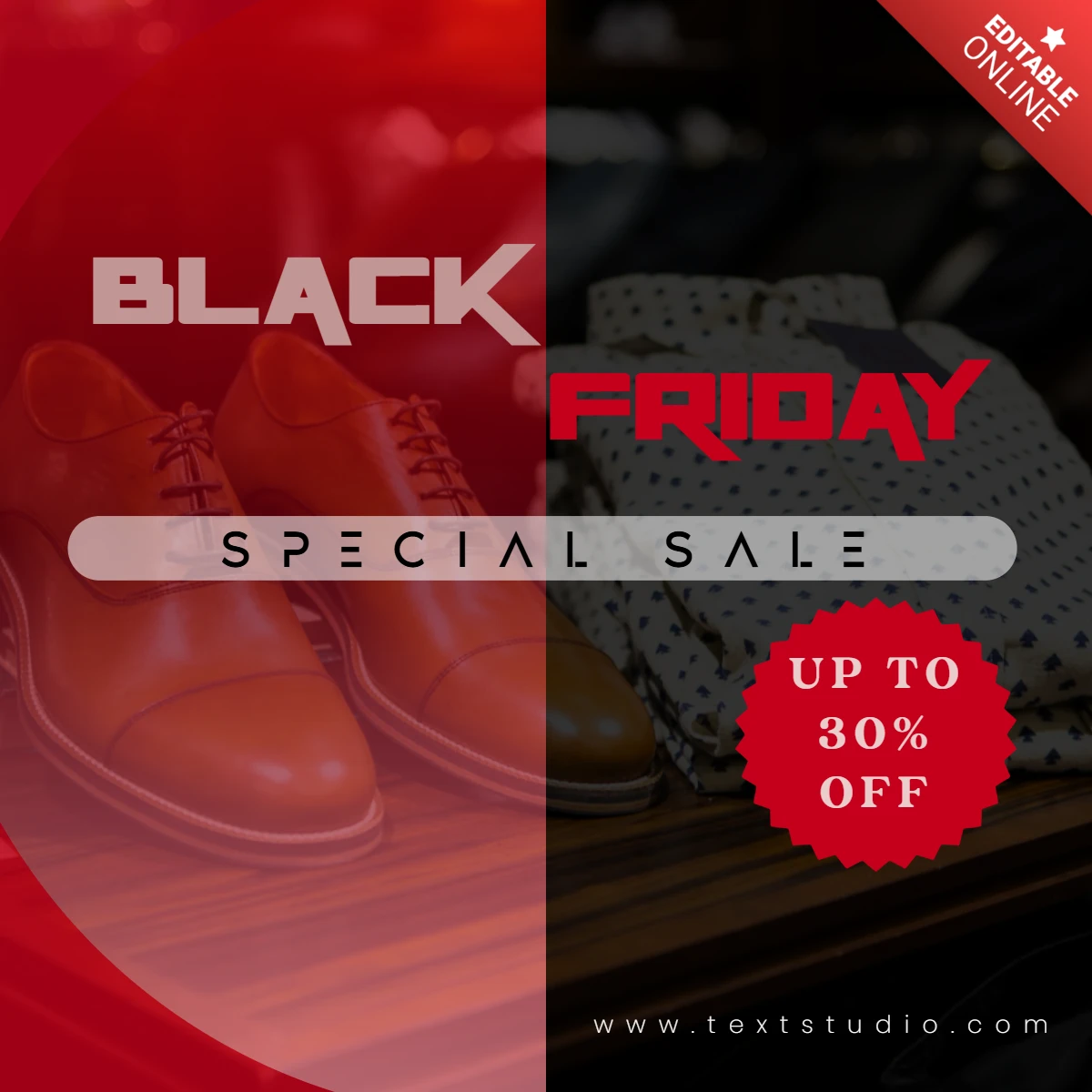 Black and Red Modern Black Friday Sale Instagram Post Template