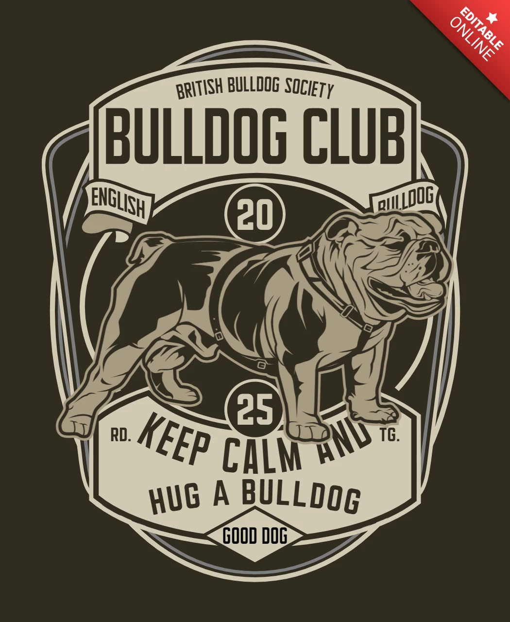 Szablon koszulki klubu Bulldog w stylu retro