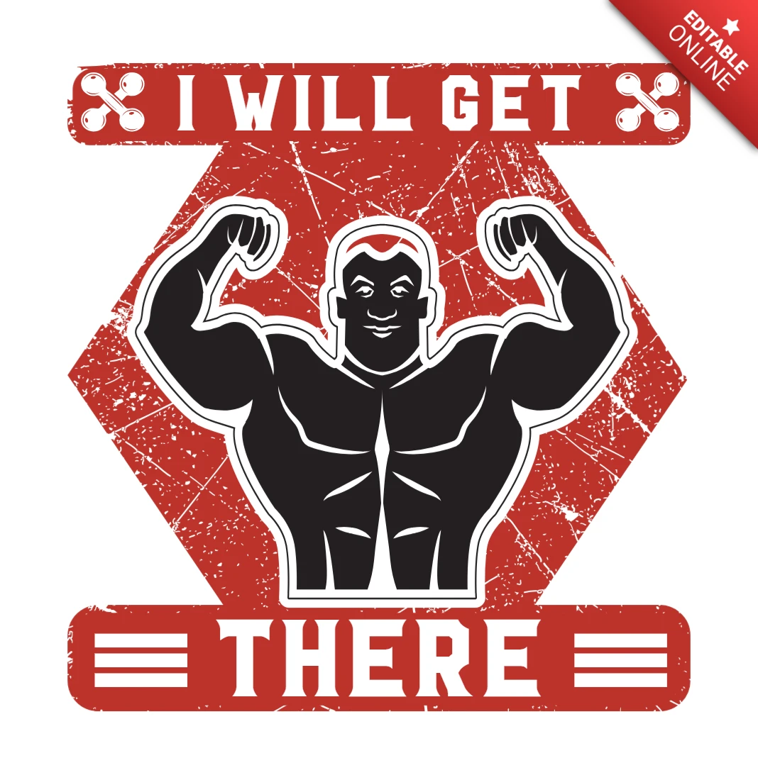 ビンテージフィットネスモチベーションデザインテンプレート：「I will get there