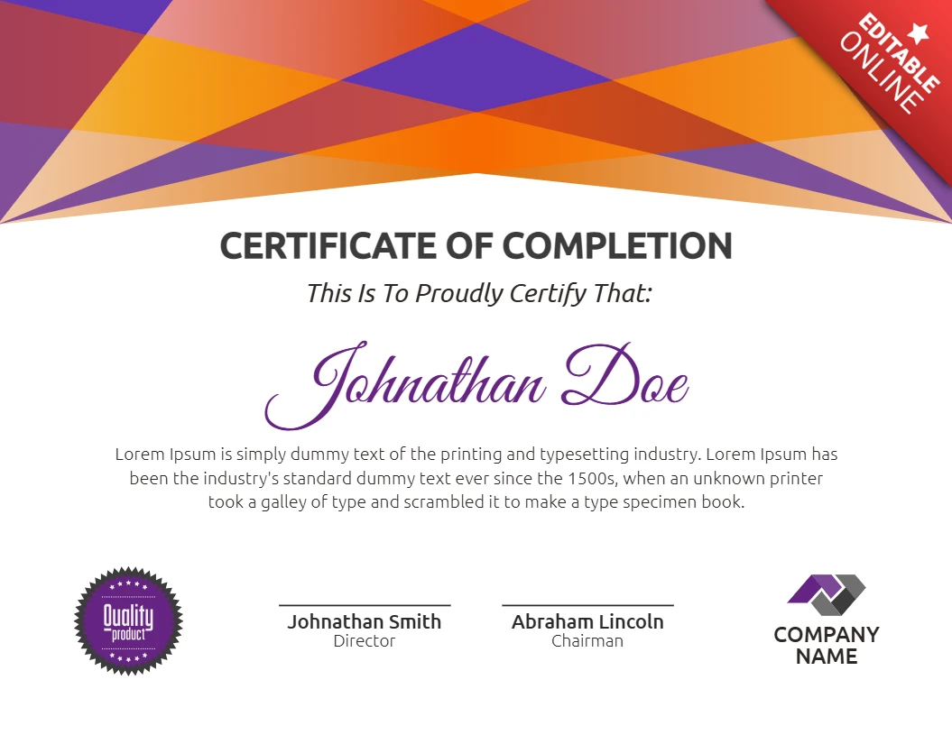 Modello professionale di certificato aziendale
