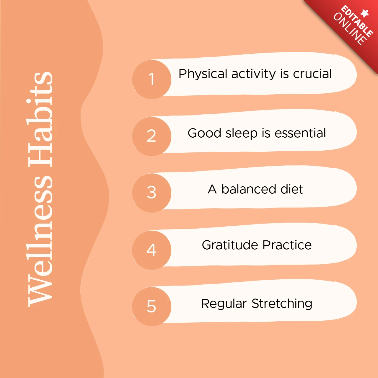 Wellness gewoonten checklist instagram post ontwerpsjabloon