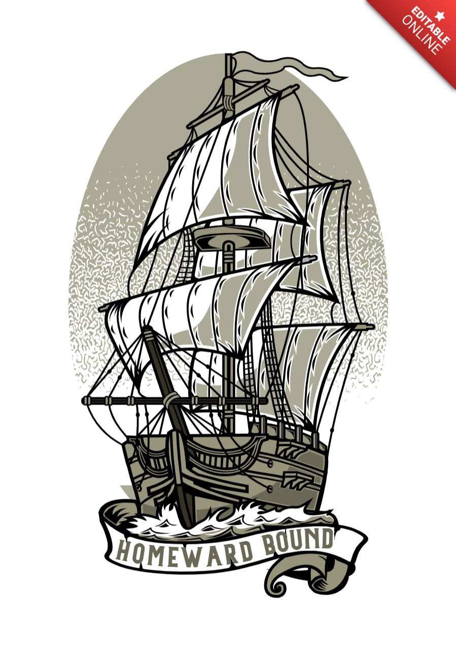 Homeward Bound Ship T-shirt Design Template