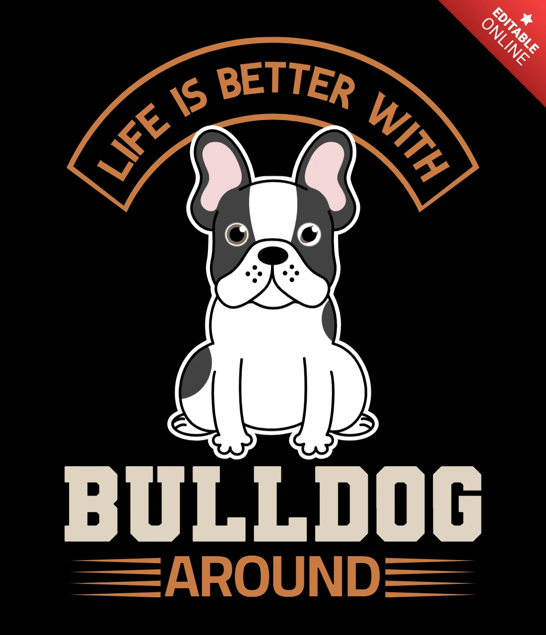 Diseño de camiseta con ilustración de bulldog juguetón: la vida es mejor con mascotas