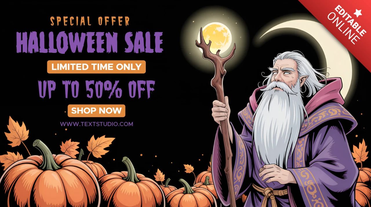 Modèle de design de vente d'Halloween de sorcier effrayant pour des flyers promotionnels