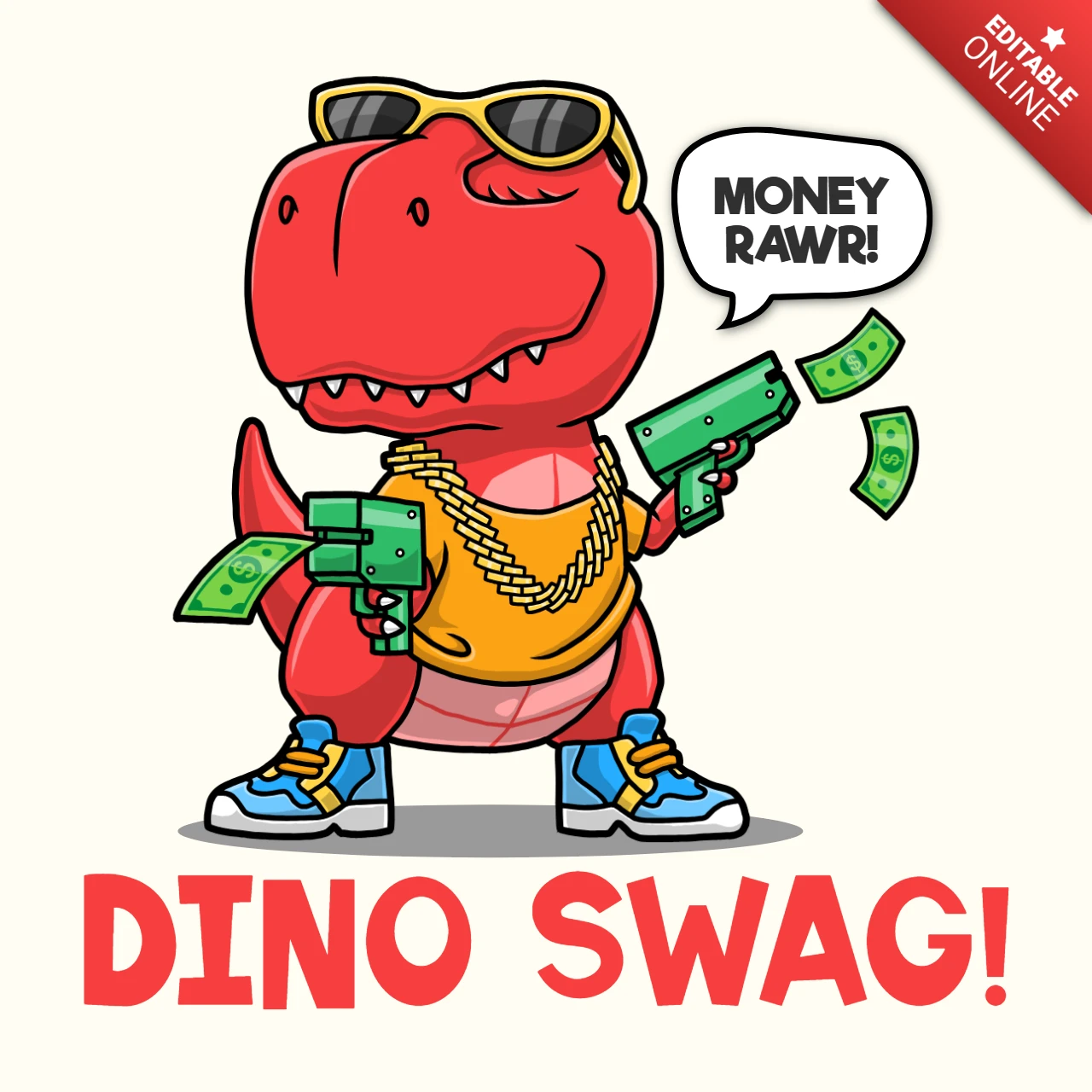 Dino Swag Design Template: Fun and Playful T-Rex Graphic