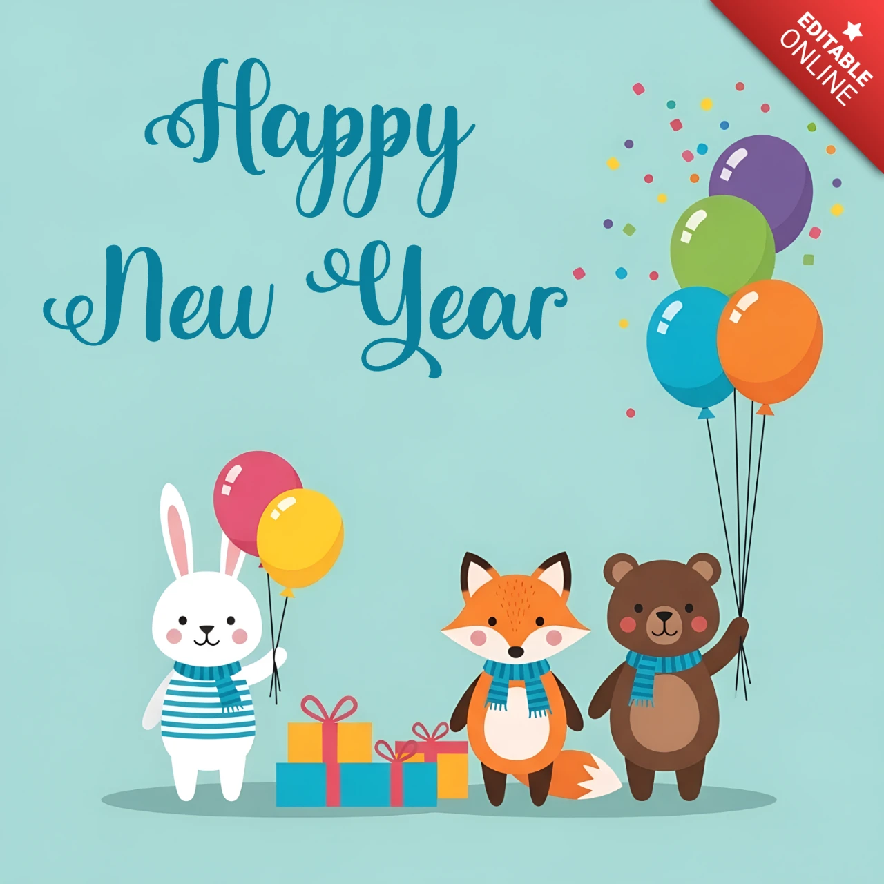 Template di design per biglietti di auguri di buon anno animale