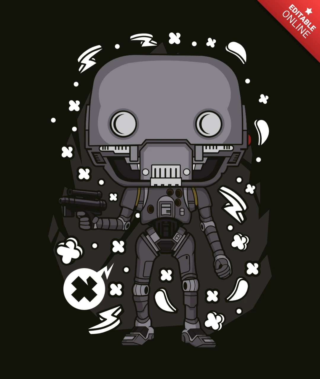 Rogue One K-2SO Pop Culture T-Shirt Design Template