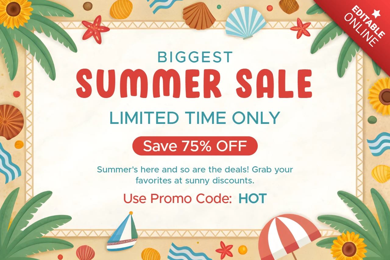 Template di design promozionale per saldi estivi - tema tropicale vivace