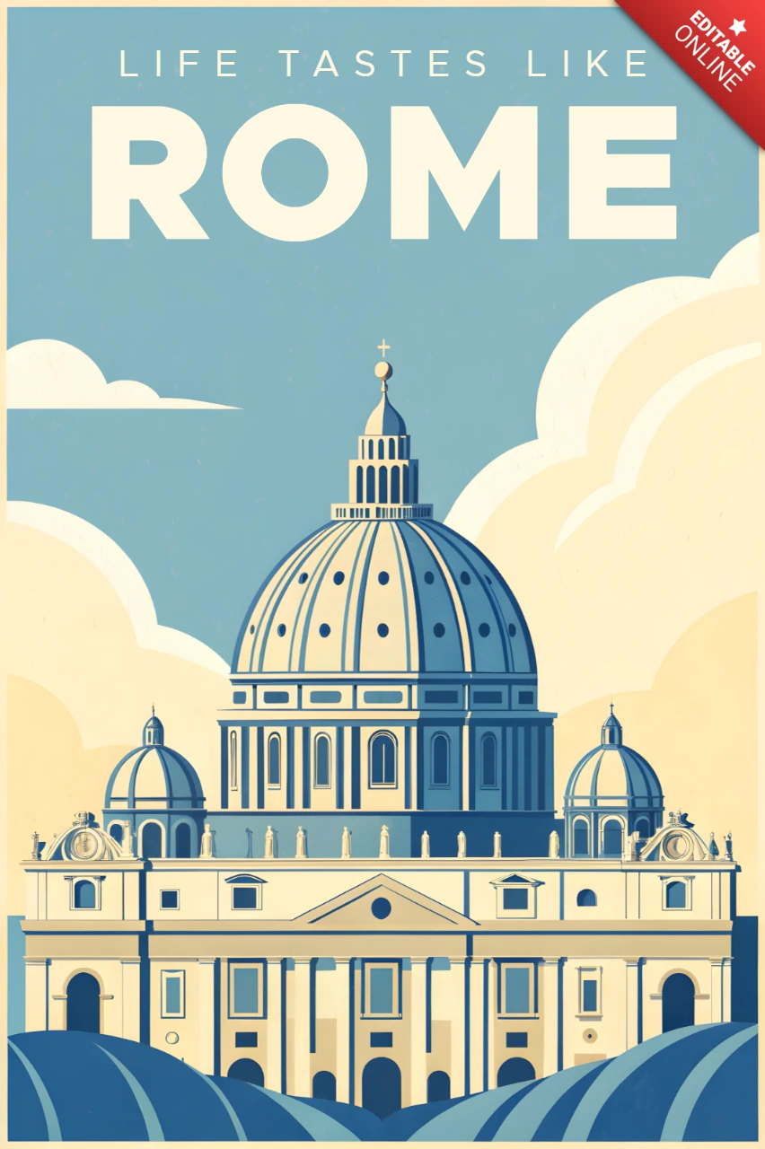 Vintage-Illustrationsvorlage mit römischer Architektur für Reiseposter
