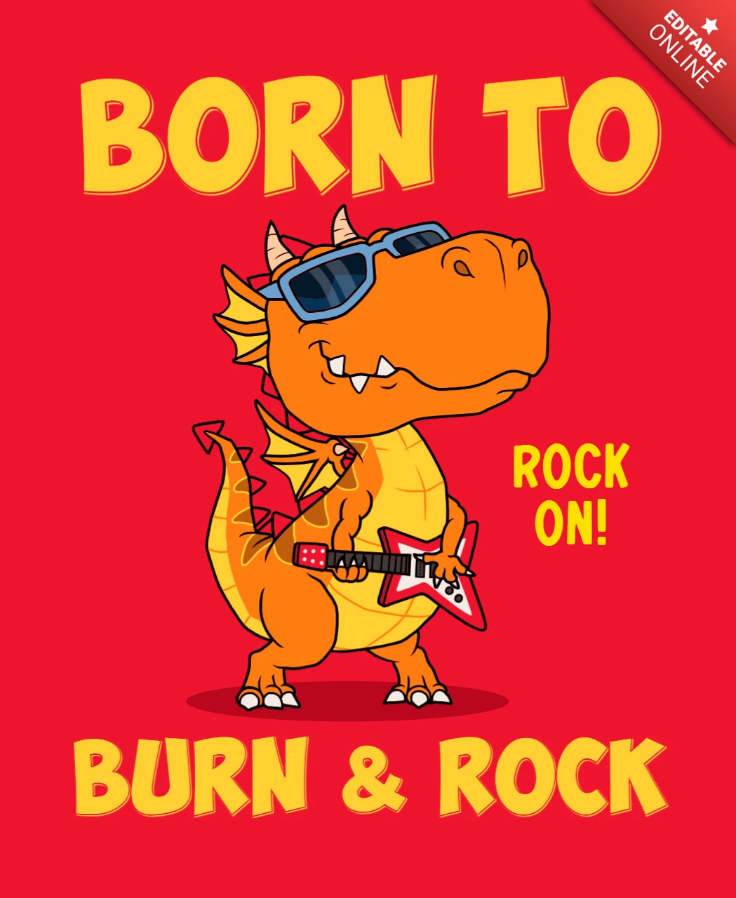 Modelo de design editável para crianças Born to burn & rock