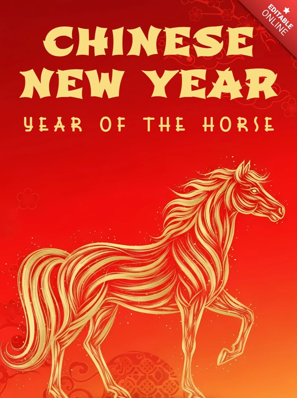 Modèle de design de cheval pour le Nouvel An chinois pour des affiches festives