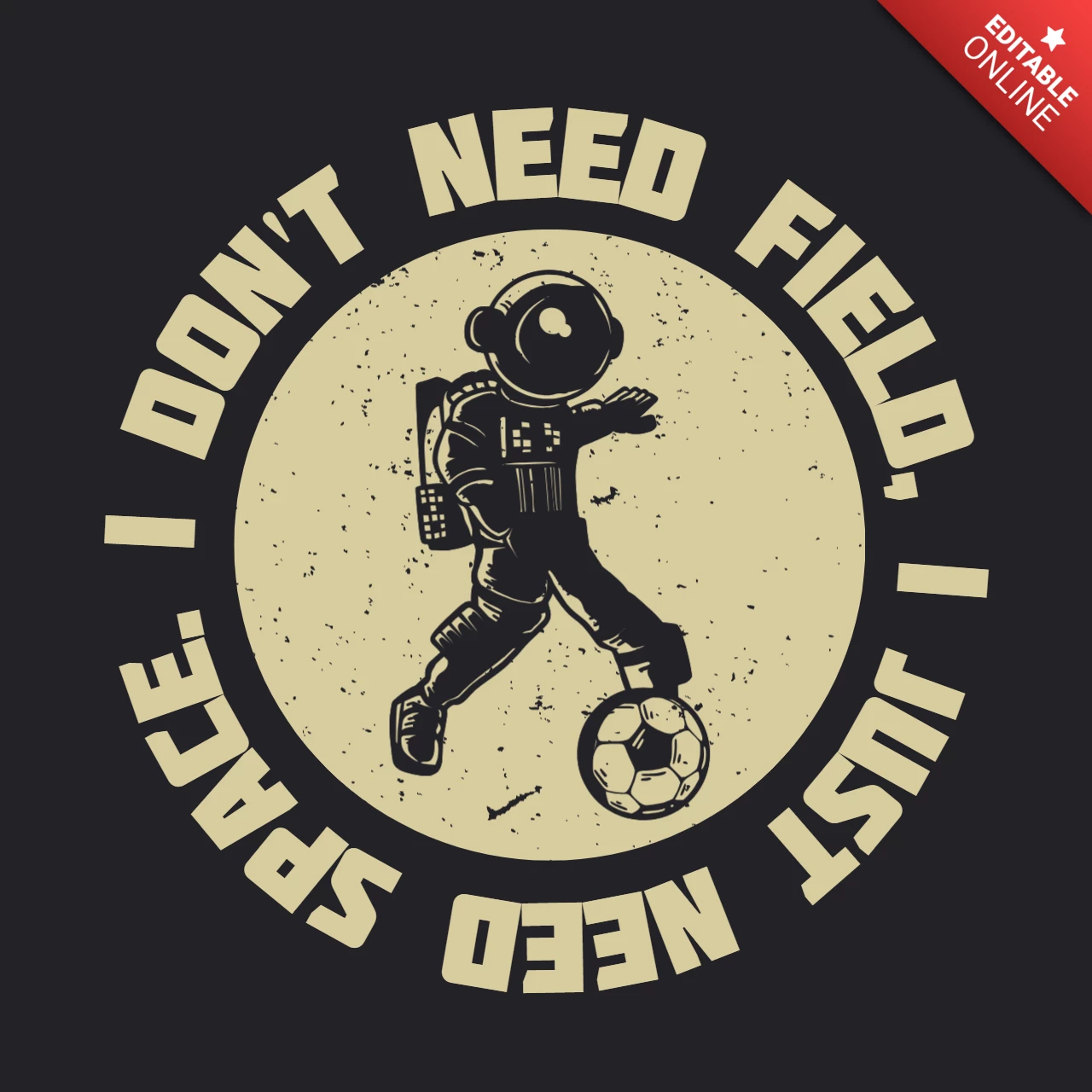 Astronaut Playing Soccer Vintage T-shirt Design Template