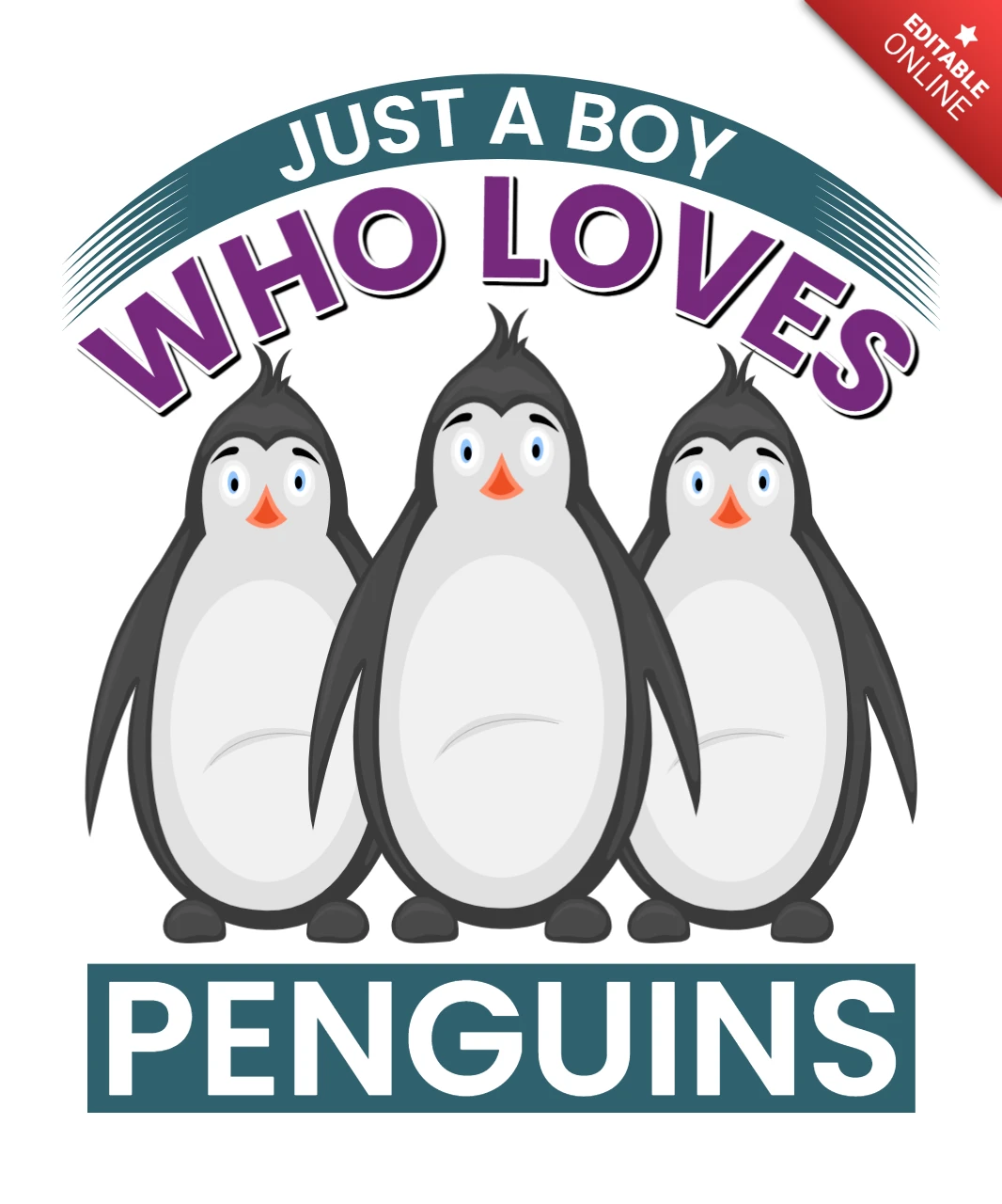 Modelo de design de pinguim caprichoso para crianças
