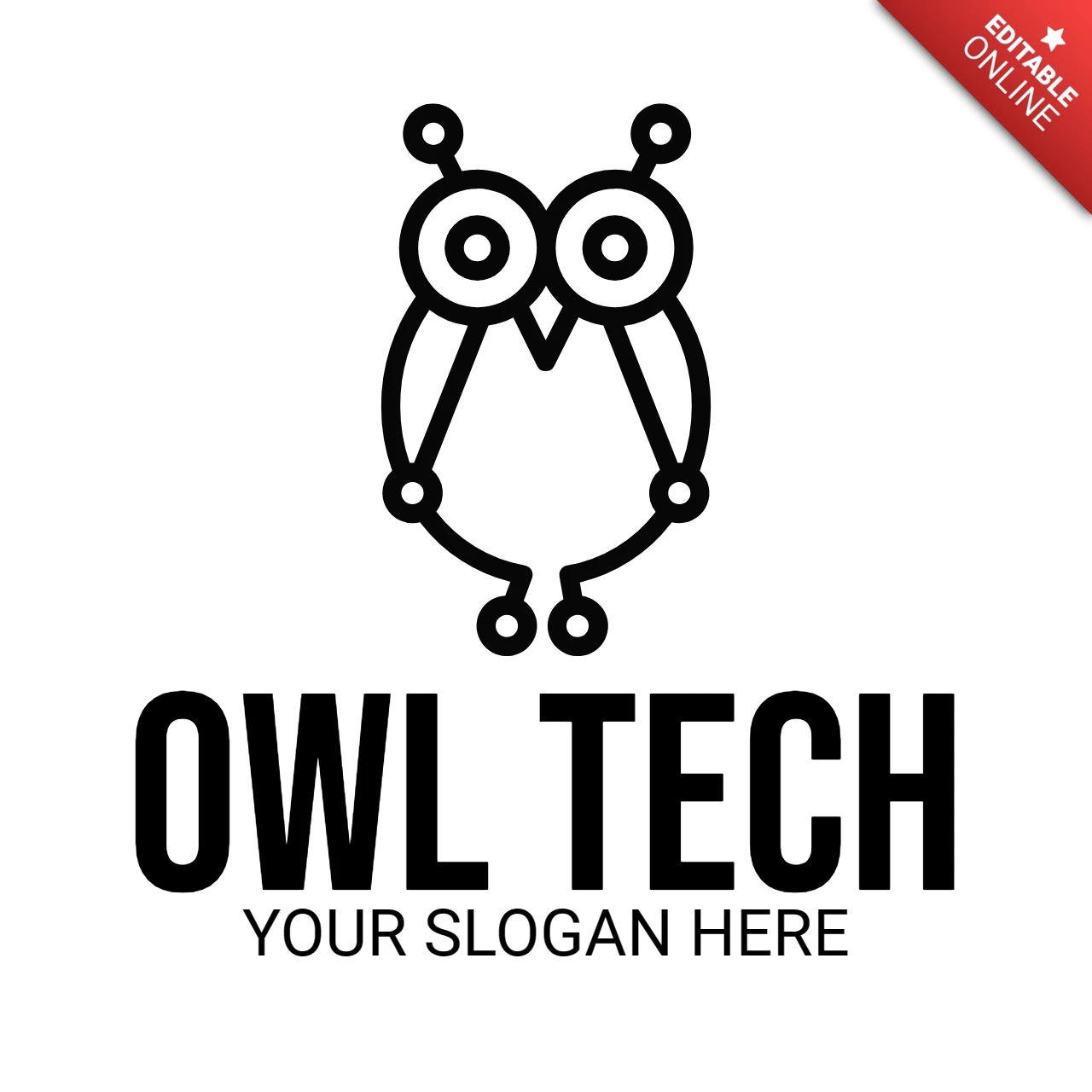 Baykuş teknoloji logo tasarım şablonu