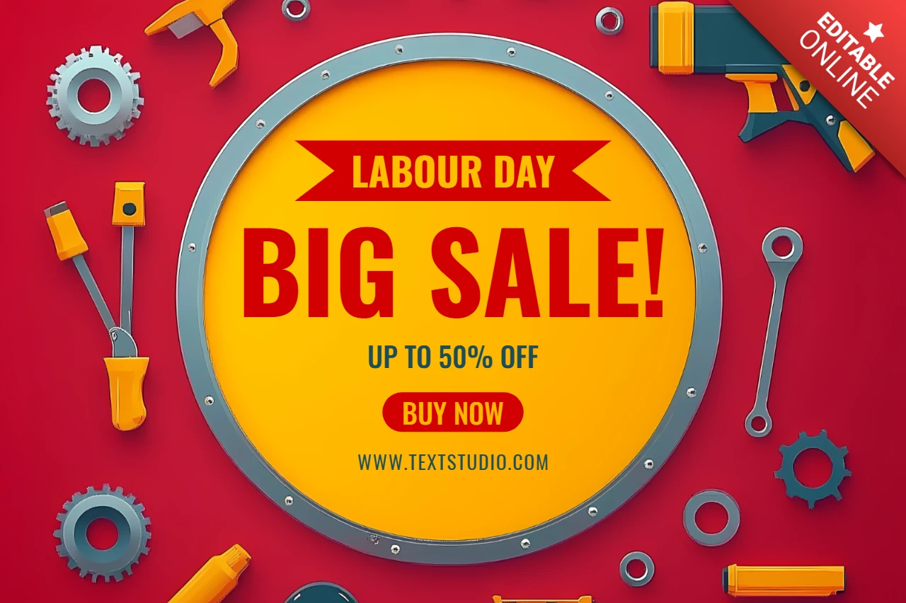 Modèle de conception promotionnelle pour les soldes de la fête du travail - style graphique audacieux et coloré