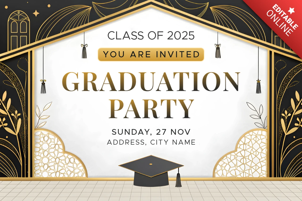 Plantilla de invitación elegante para fiesta de graduación de la clase de 2025