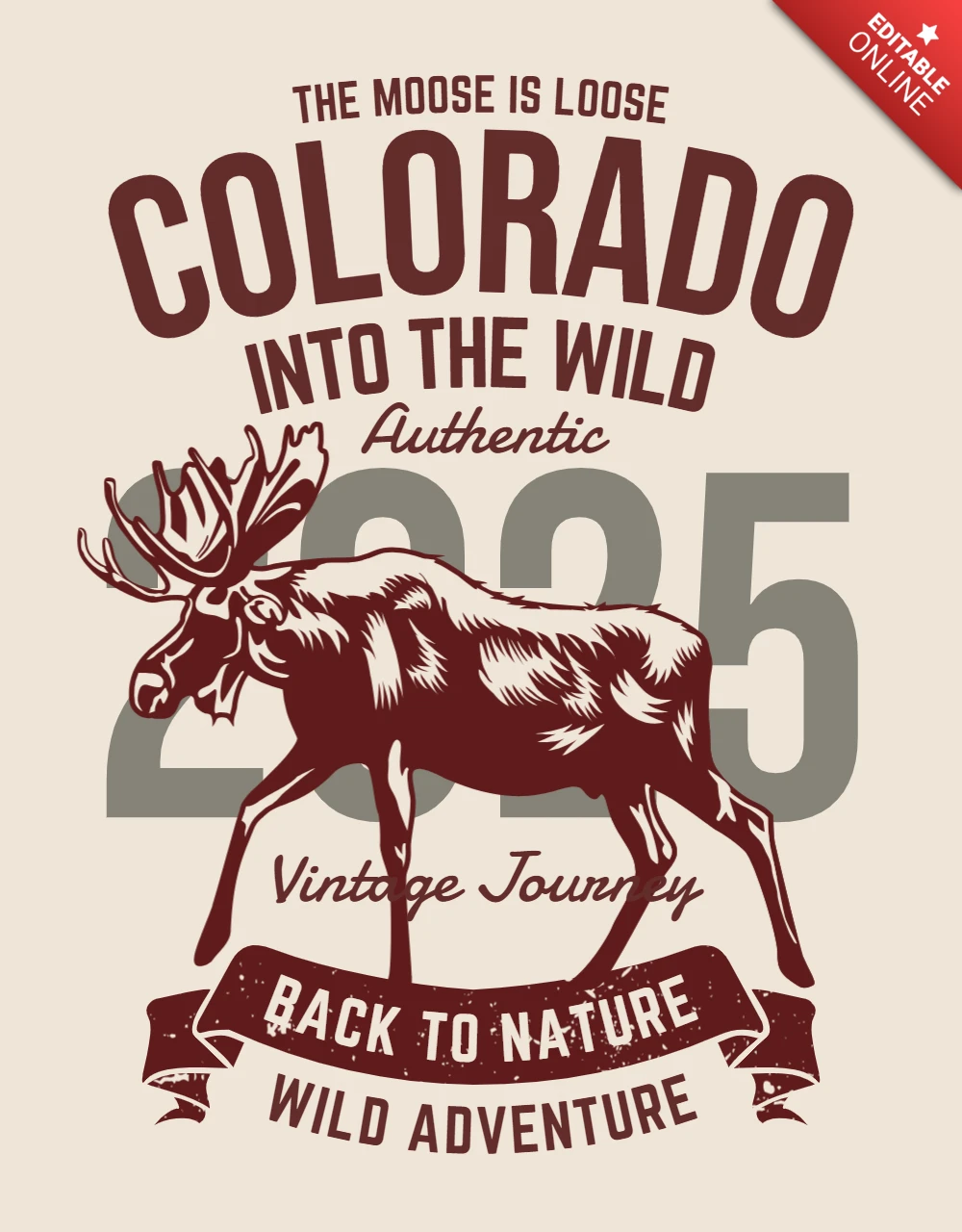 Modèle de t-shirt vintage Moose wild adventure