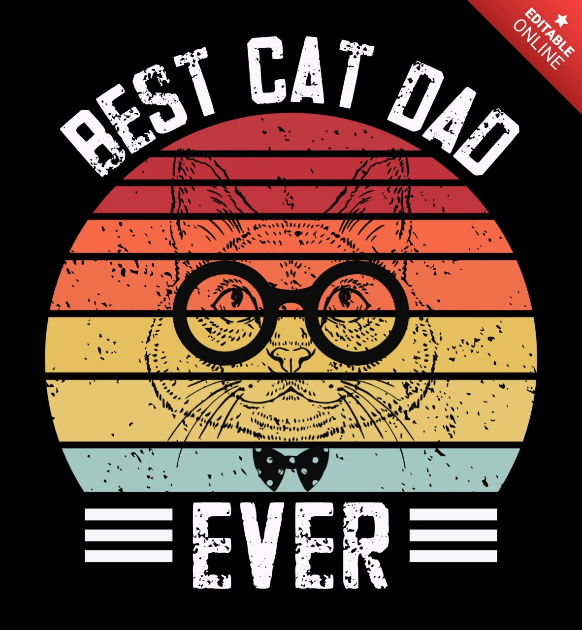 Retro Vintage Katze Papa Design Vorlage - beste Katze Papa jemals