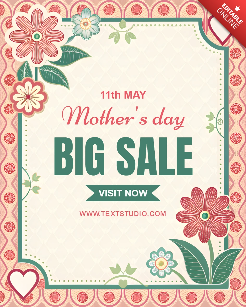 Vintage Floral Mother's Day Sale Template Design