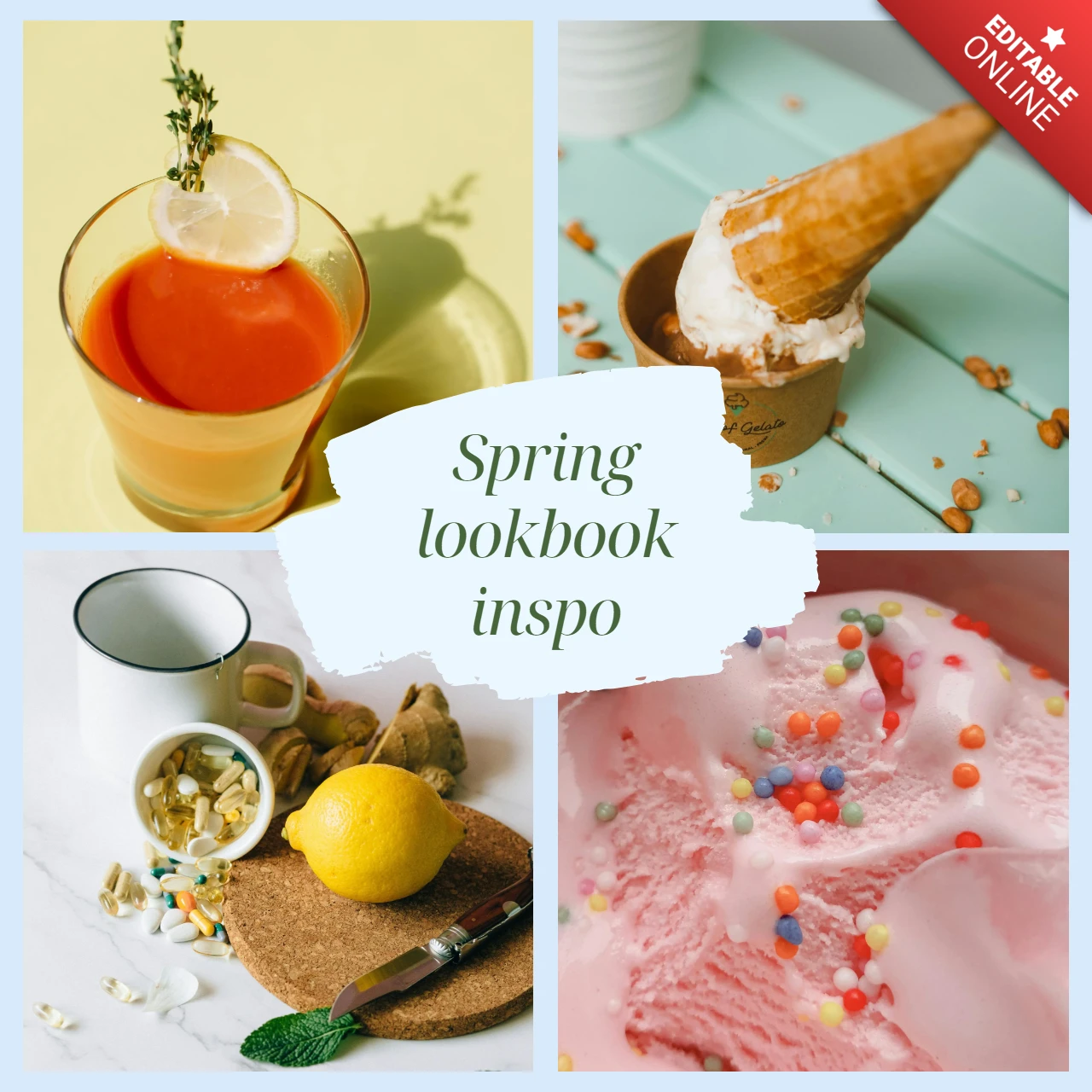 Spring Lookbook Food and Drink Instagram Post Design Template