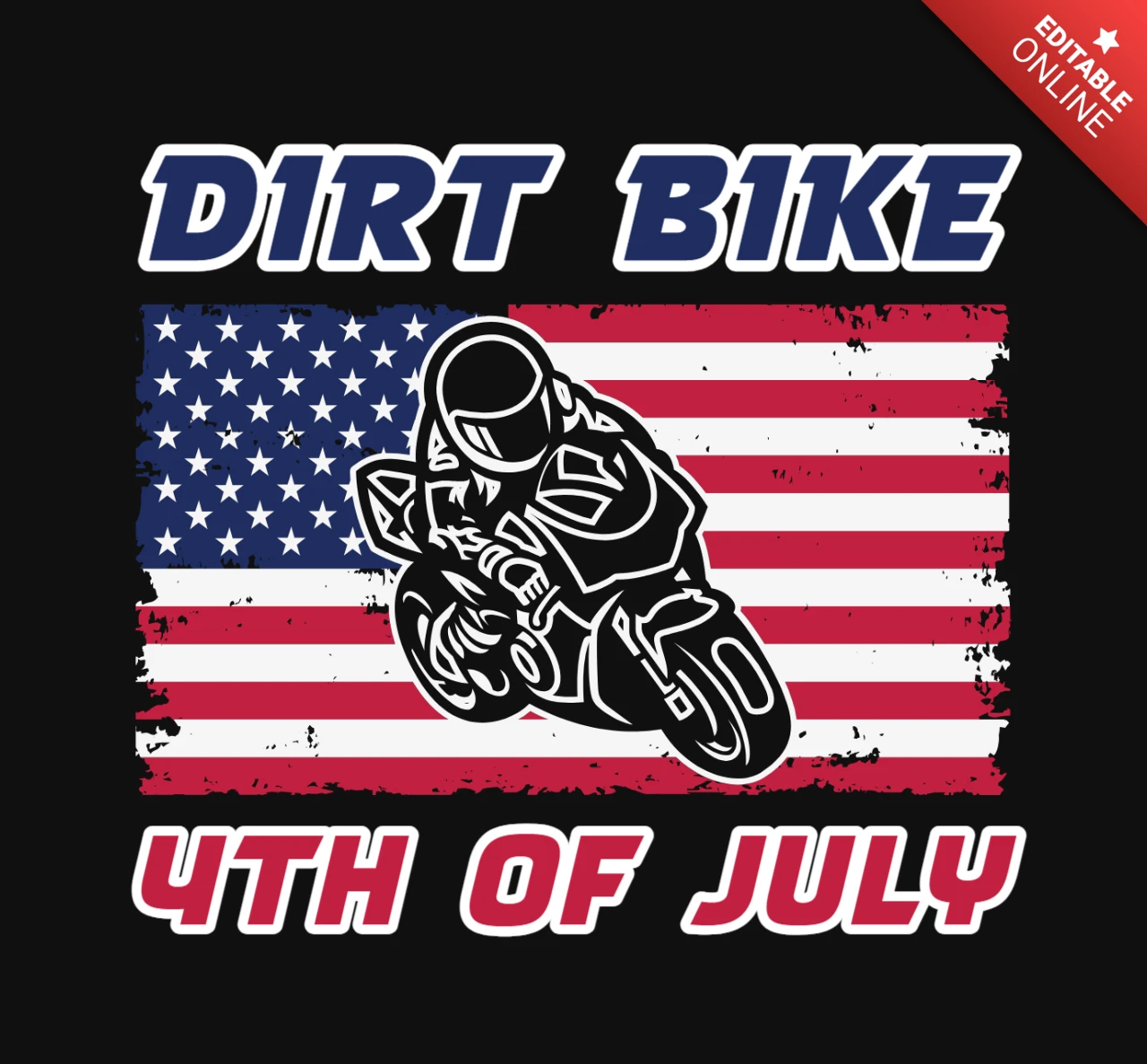 ダートバイク・アメリカン・7月4日Tシャツテンプレート