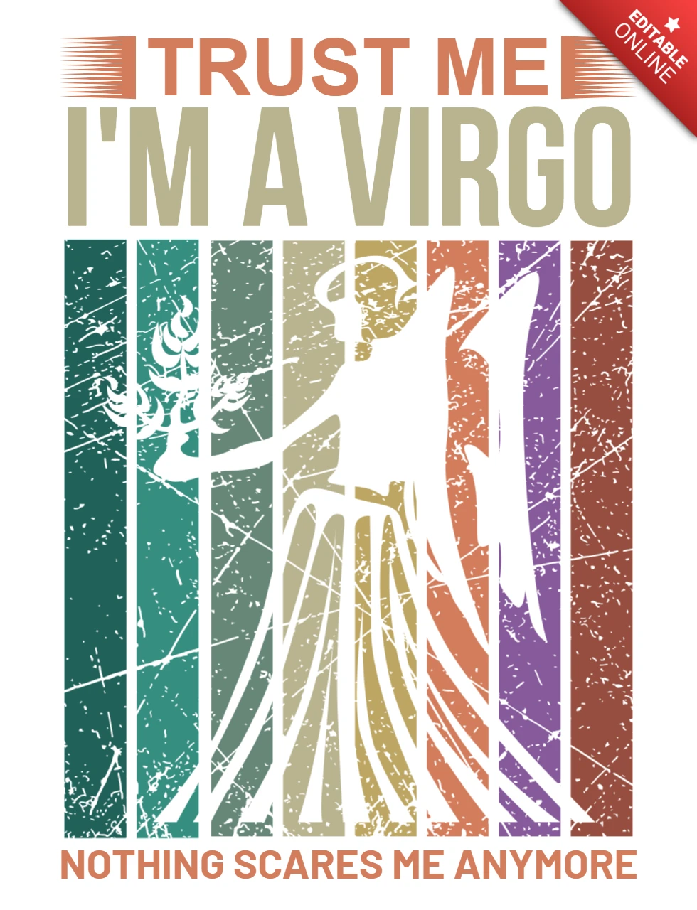 ヴィンテージ風の乙女座デザインテンプレート：Trust me, I'm a virgo！