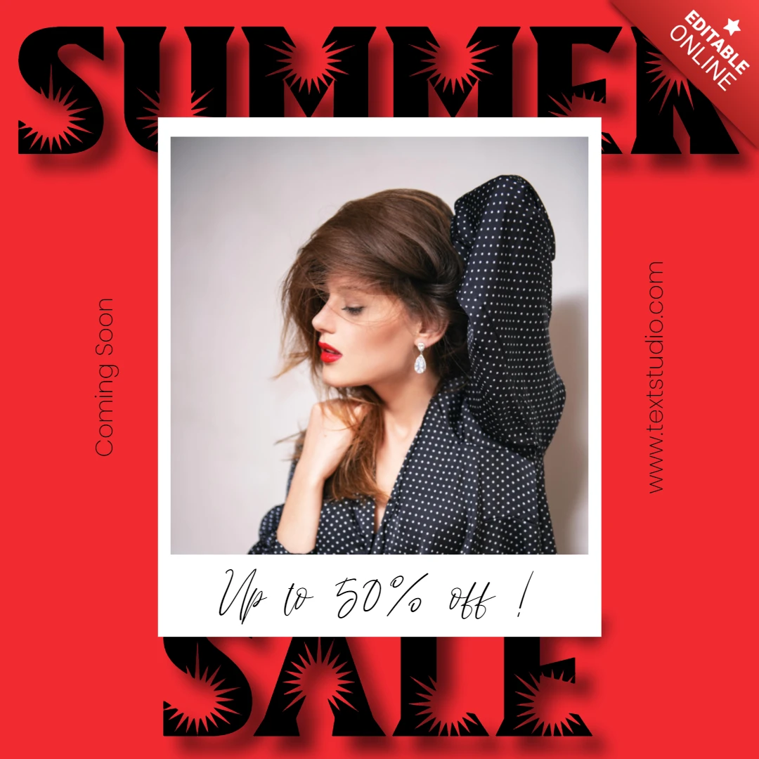 Red And Black Minimalist Frame Summer Sale Instagram Post Template