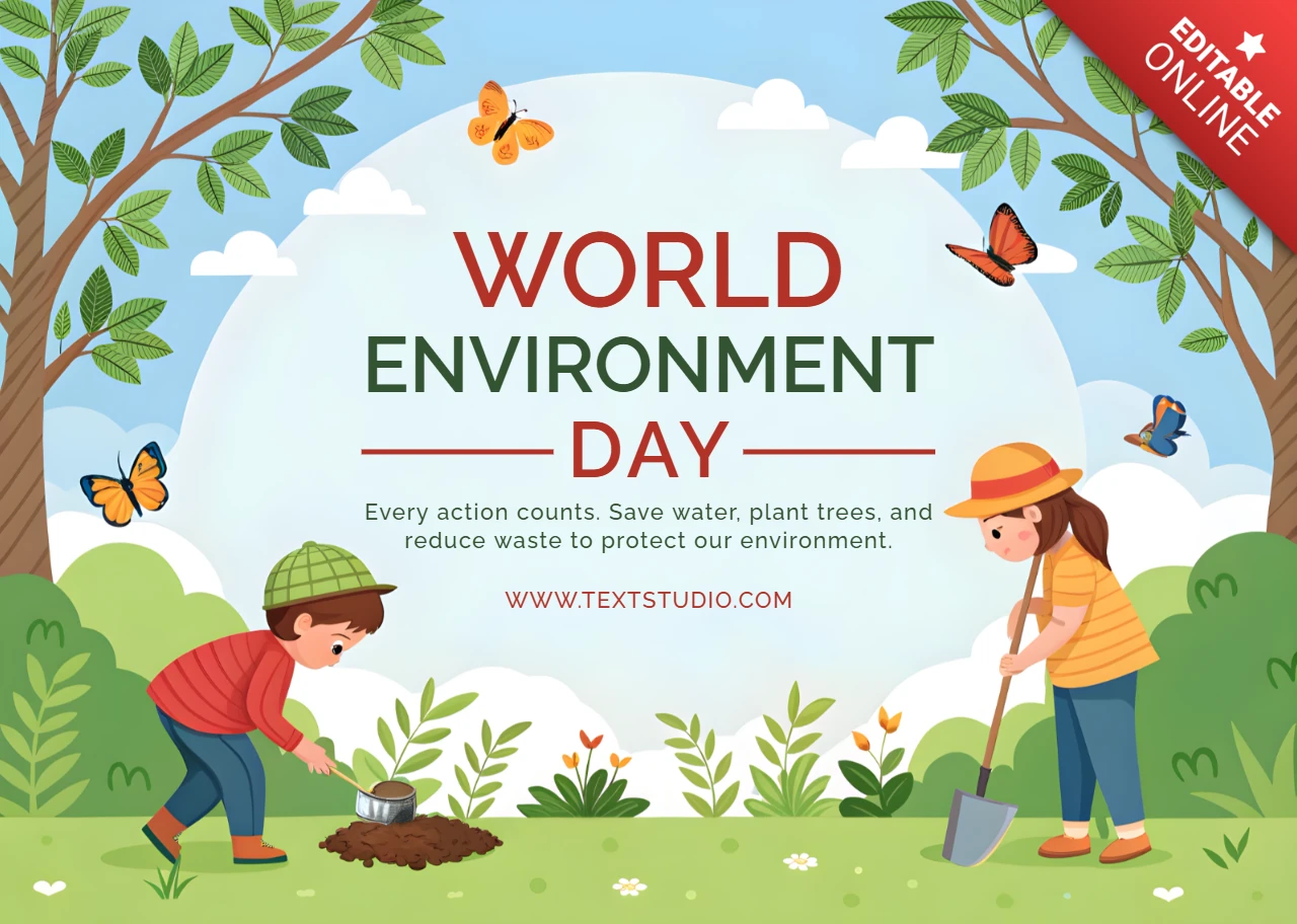 Playful Illustrated World Environment Day Design Template for Eco-Friendly Campaigns
