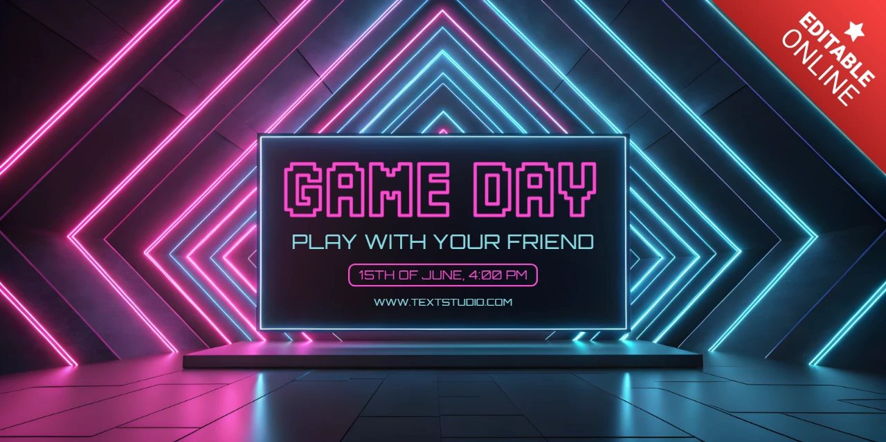 Neon Futuristic Design Template for Gaming Event Invitations